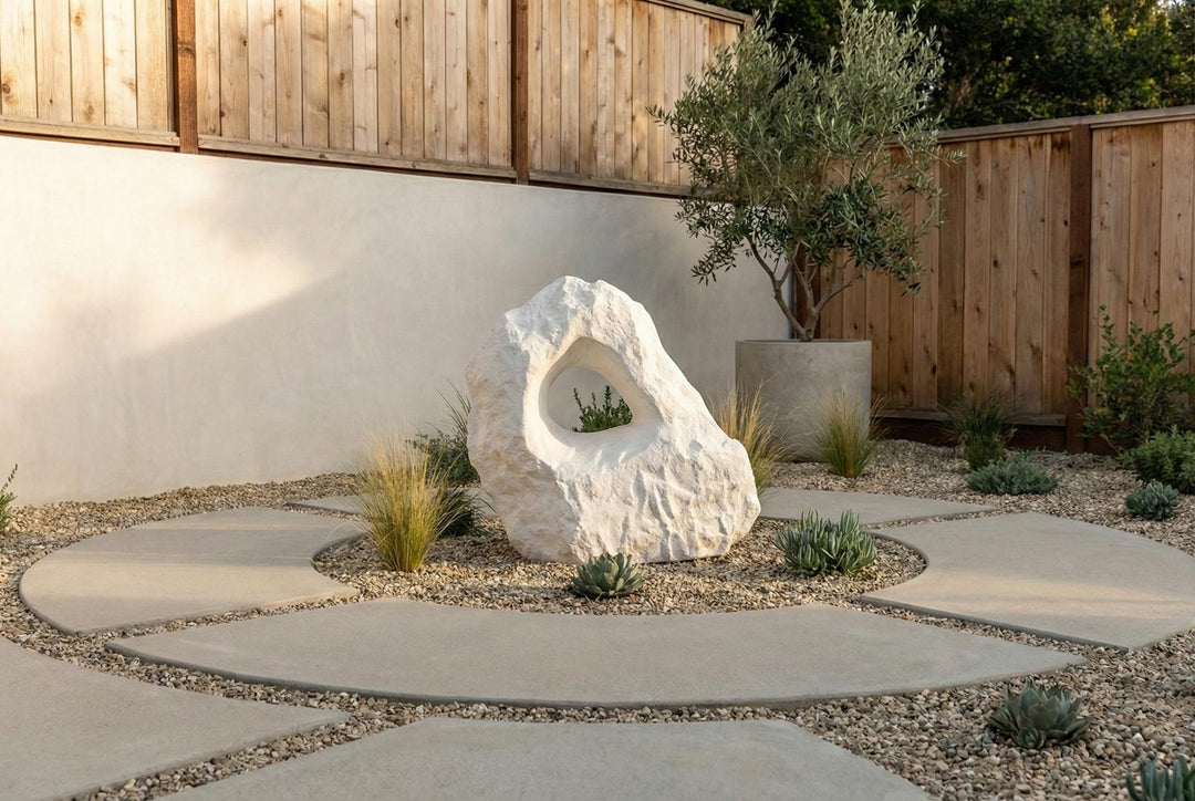 Cast Cheese Stone Sculpture in setting