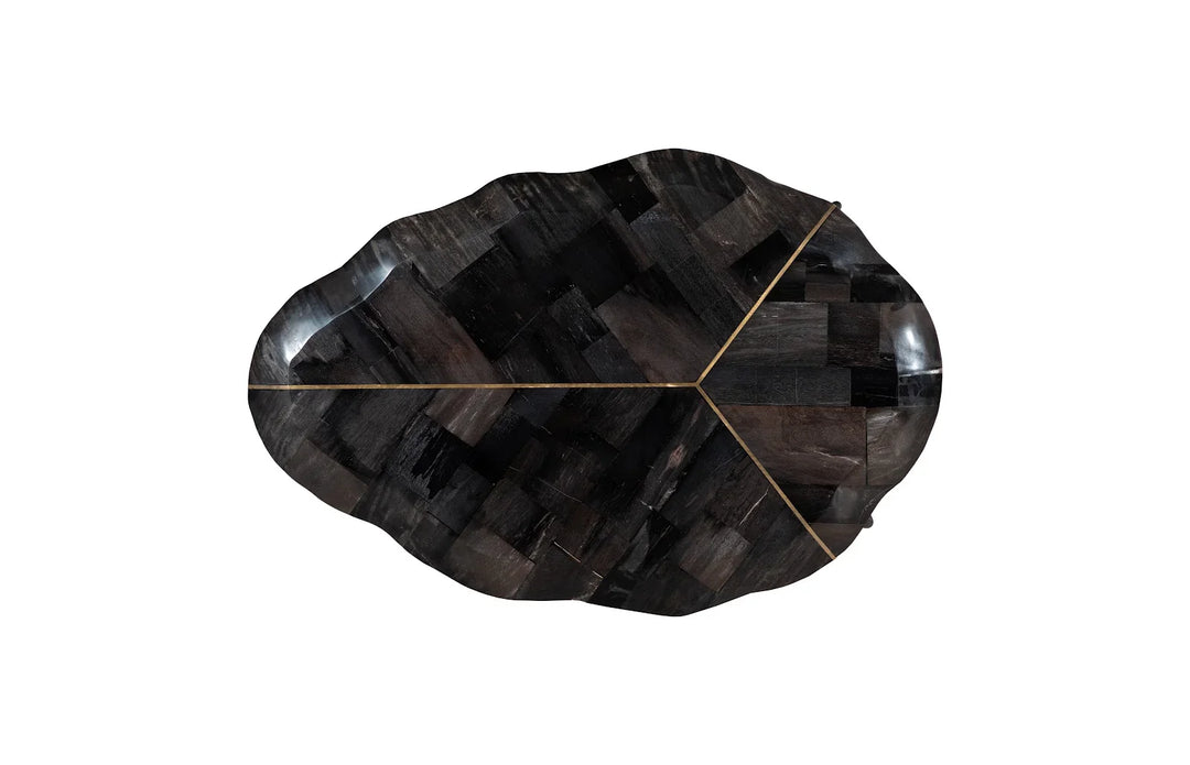 American Home Furniture Phillips Collection Mosaic Leaf Petrified Wood Coffee Table
