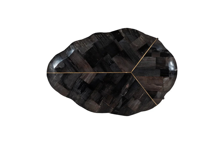 American Home Furniture Phillips Collection Mosaic Leaf Petrified Wood Coffee Table