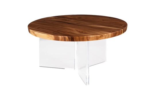American Home Furniture Phillips Collection Floating Round Dining Table With Acrylic Legs