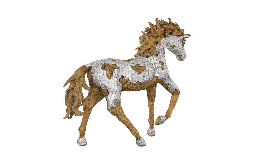American Home Furniture Phillips Collection Mustang Horse Armored Sculpture