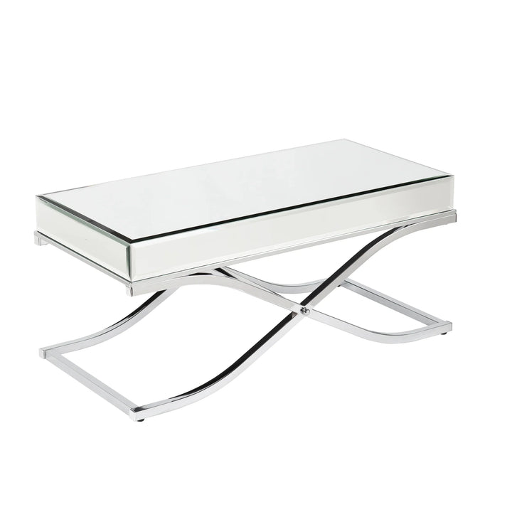 Ava Mirrored Cocktail Table - Chrome - AmericanHomeFurniture