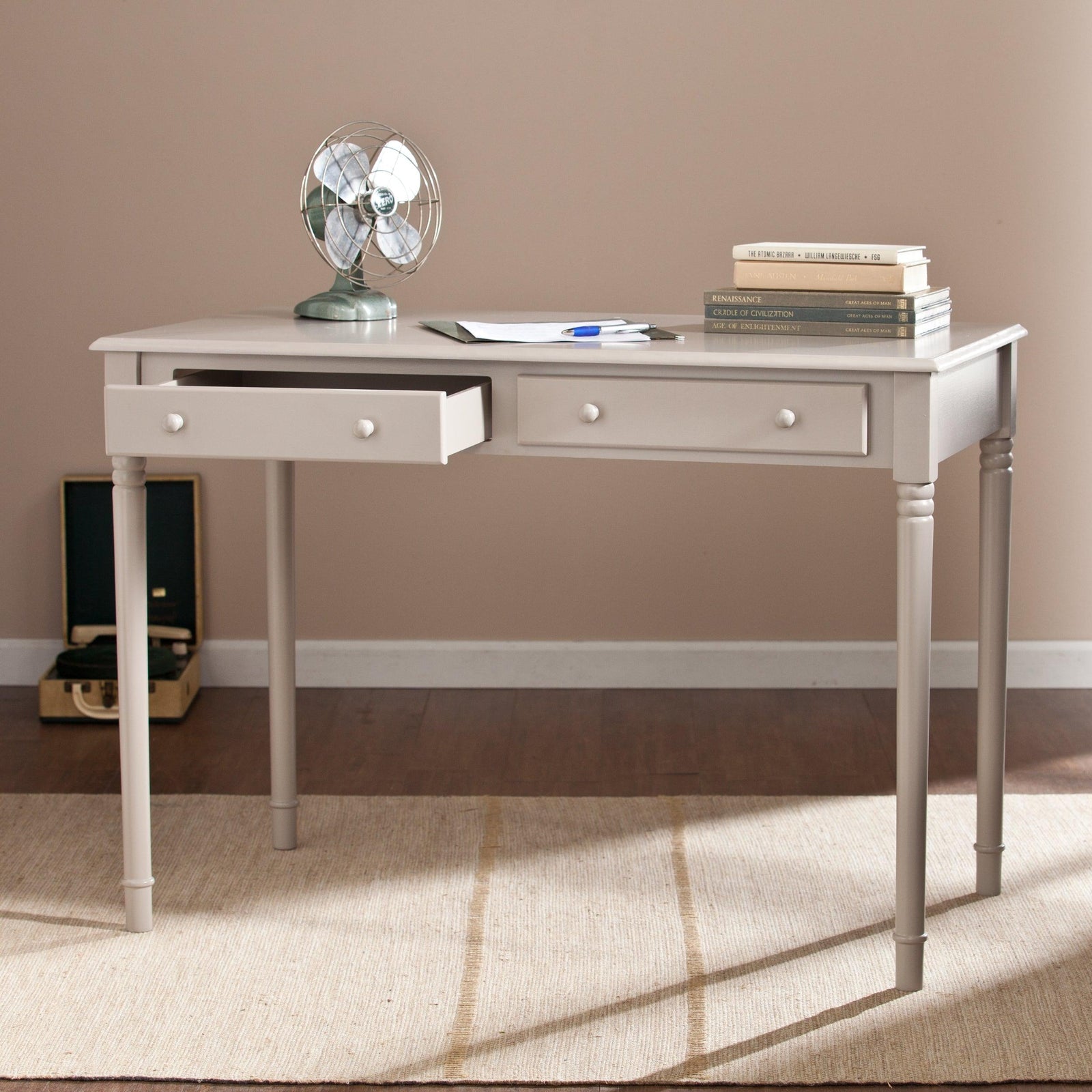 SEI Furniture Janice 2-Drawer Writing Desk - Gray DESKS