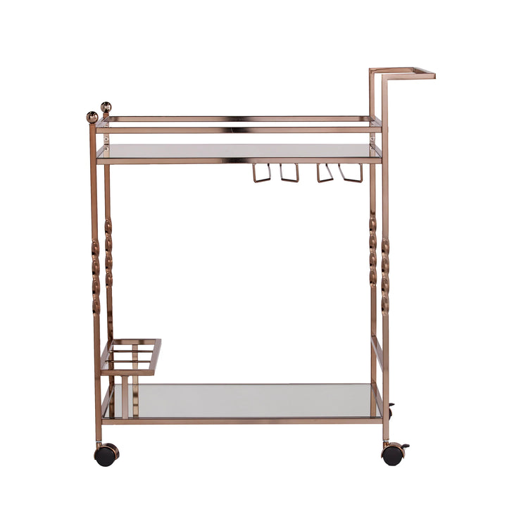 Ivers Metal Mirrored Bar Cart - Champagne - AmericanHomeFurniture