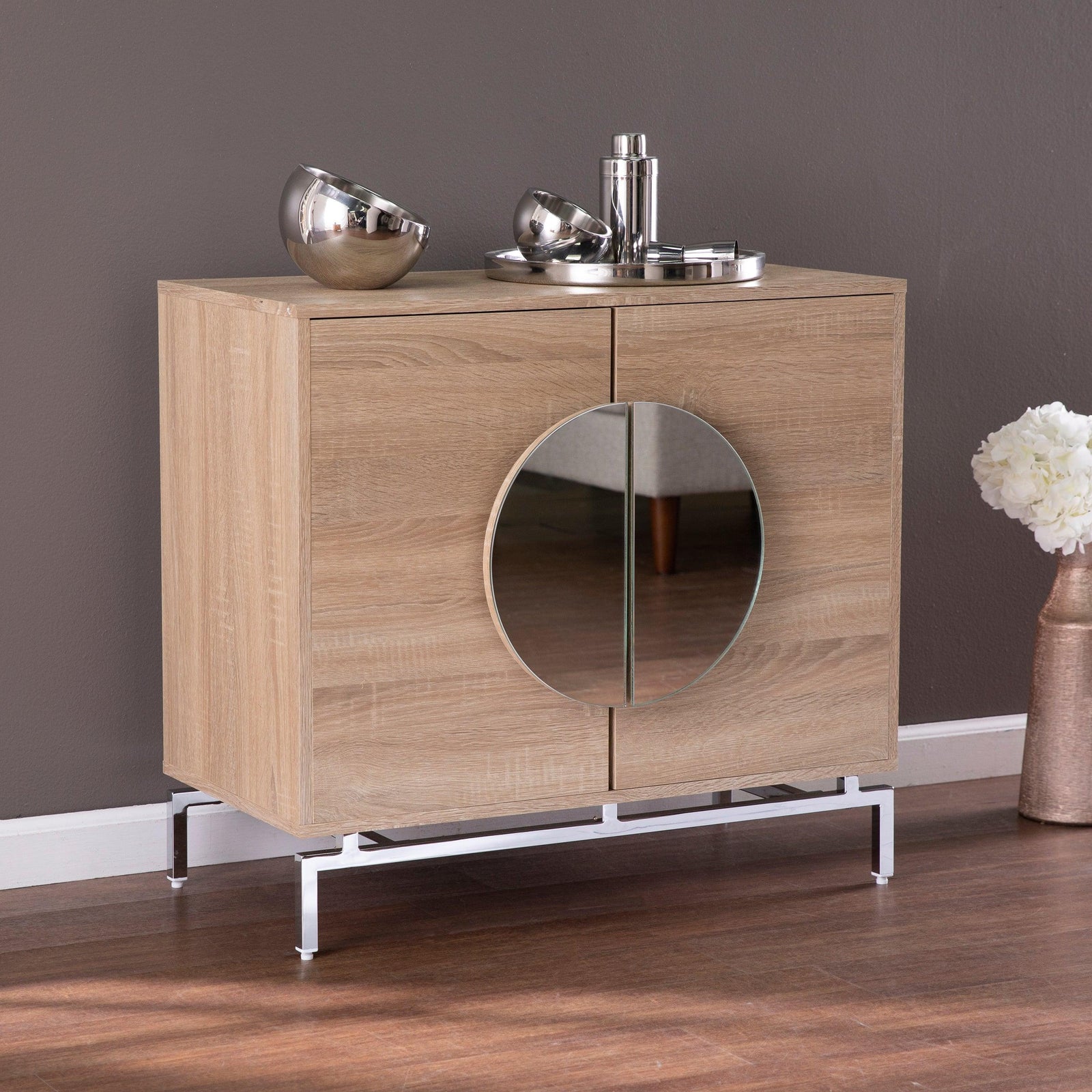 SEI Furniture Northdom Bar Cabinet w/ Wine Storage BAR + BAR CARTS