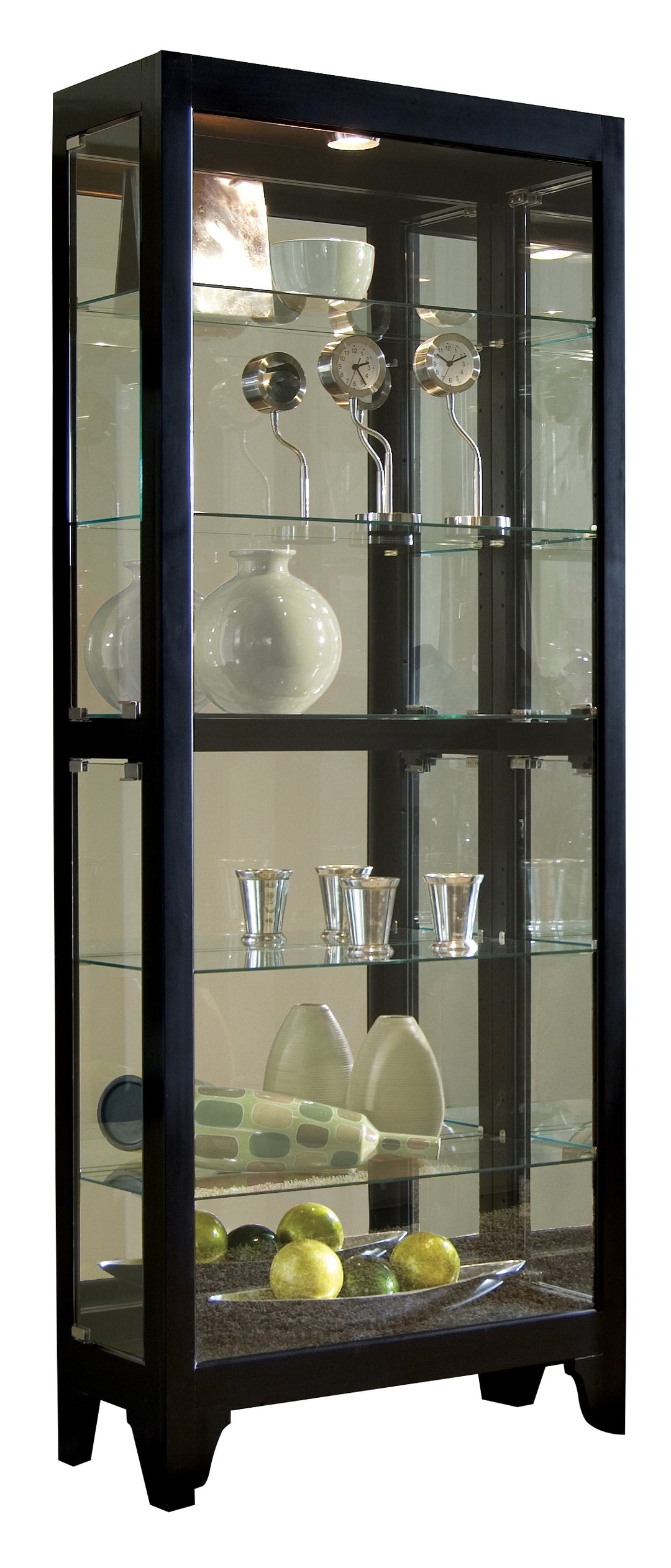 Curios Onyx Black Lighted Gallery Style 5 Shelf Curio Cabinet - 21218