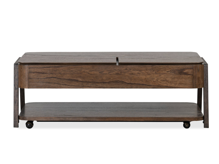 Hallie Milk Chocolate And Dark Chocolate Lift Top Storage Cocktail Table With Casters - T6355-50