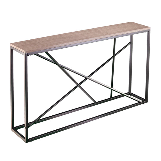 SEI Furniture Arendal Faux Stone Skinny Console Table - Grey CONSOLE TABLES