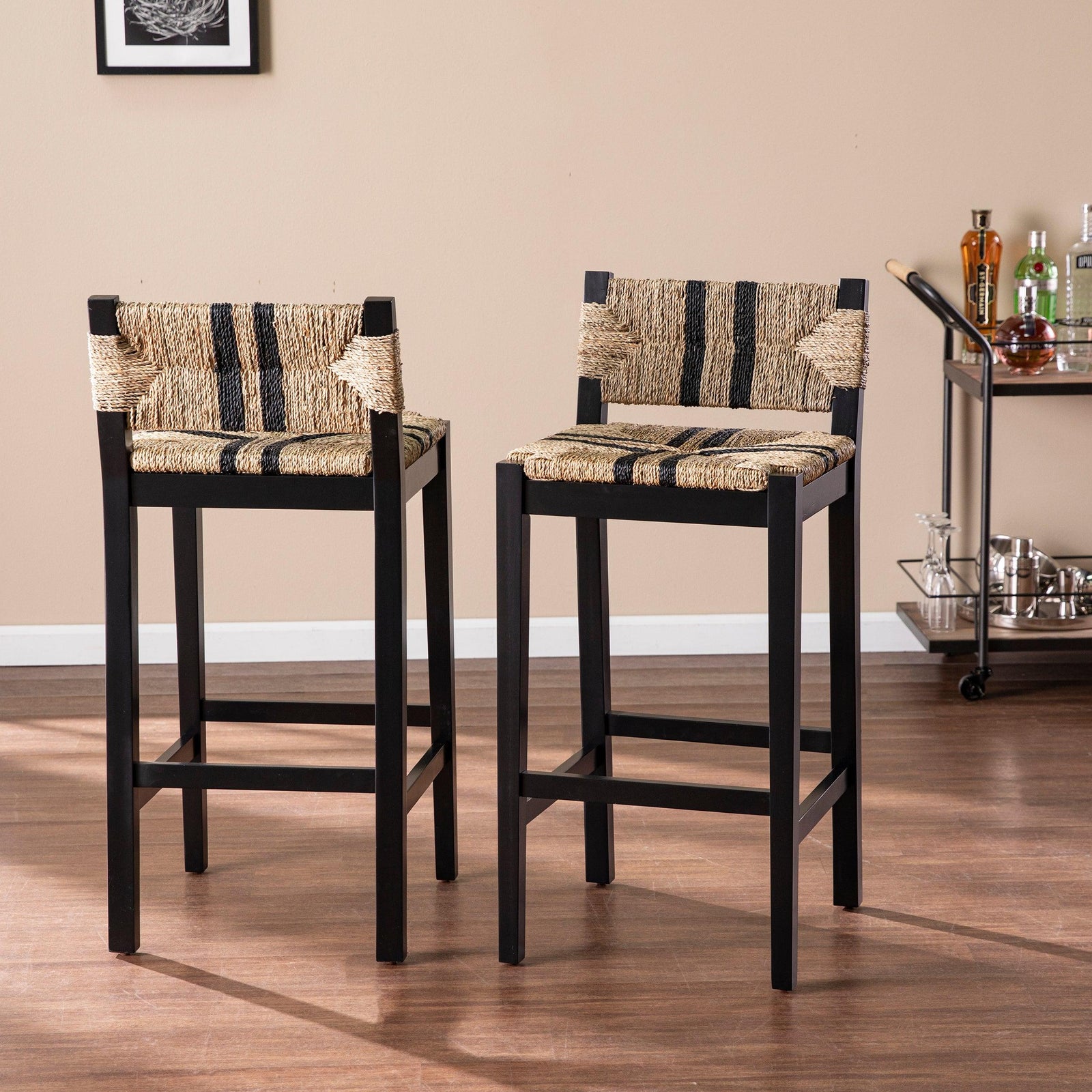 SEI Furniture Gallacano Seagrass Barstools – 2pc Set BAR STOOLS + COUNTER STOOLS