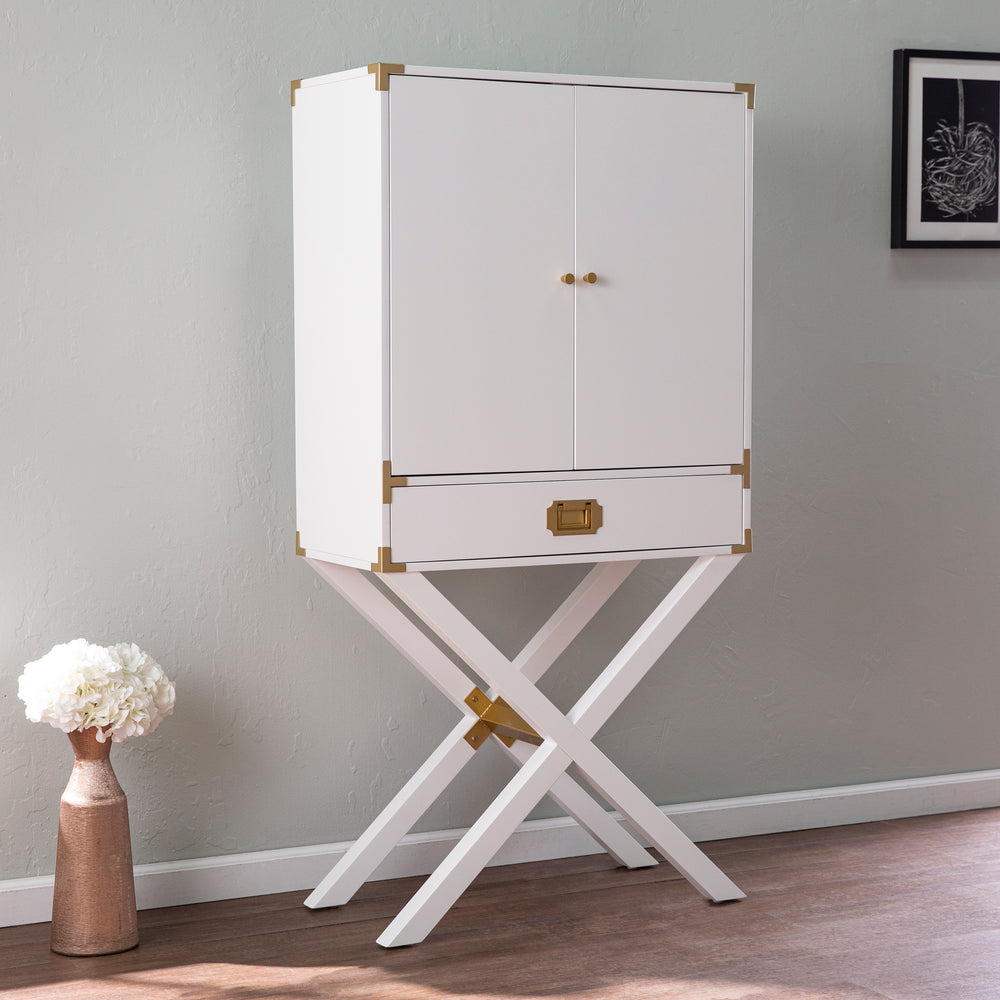 American Home Furniture | SEI Furniture - Campaign Tall Bar Cabinet w/ Storage