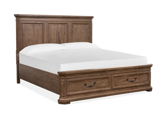 Adler Court Florentine Walnut King Panel Storage Bed - B5991-64A