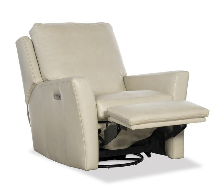 American Home Furniture | Century - Century Leather Stocked Reed Swivel Glider Electric Recliner