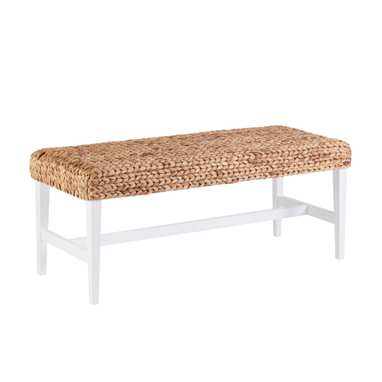 SEI Furniture Standerson White Woven Coffee Table Bench BENCHES