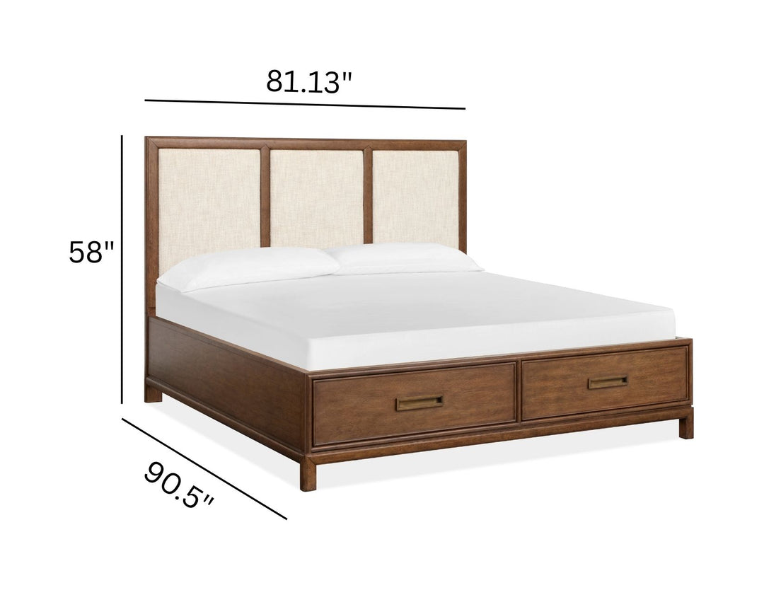 Ridgefield Russet California King Upholstered Panel Storage Bed - B6436-75A