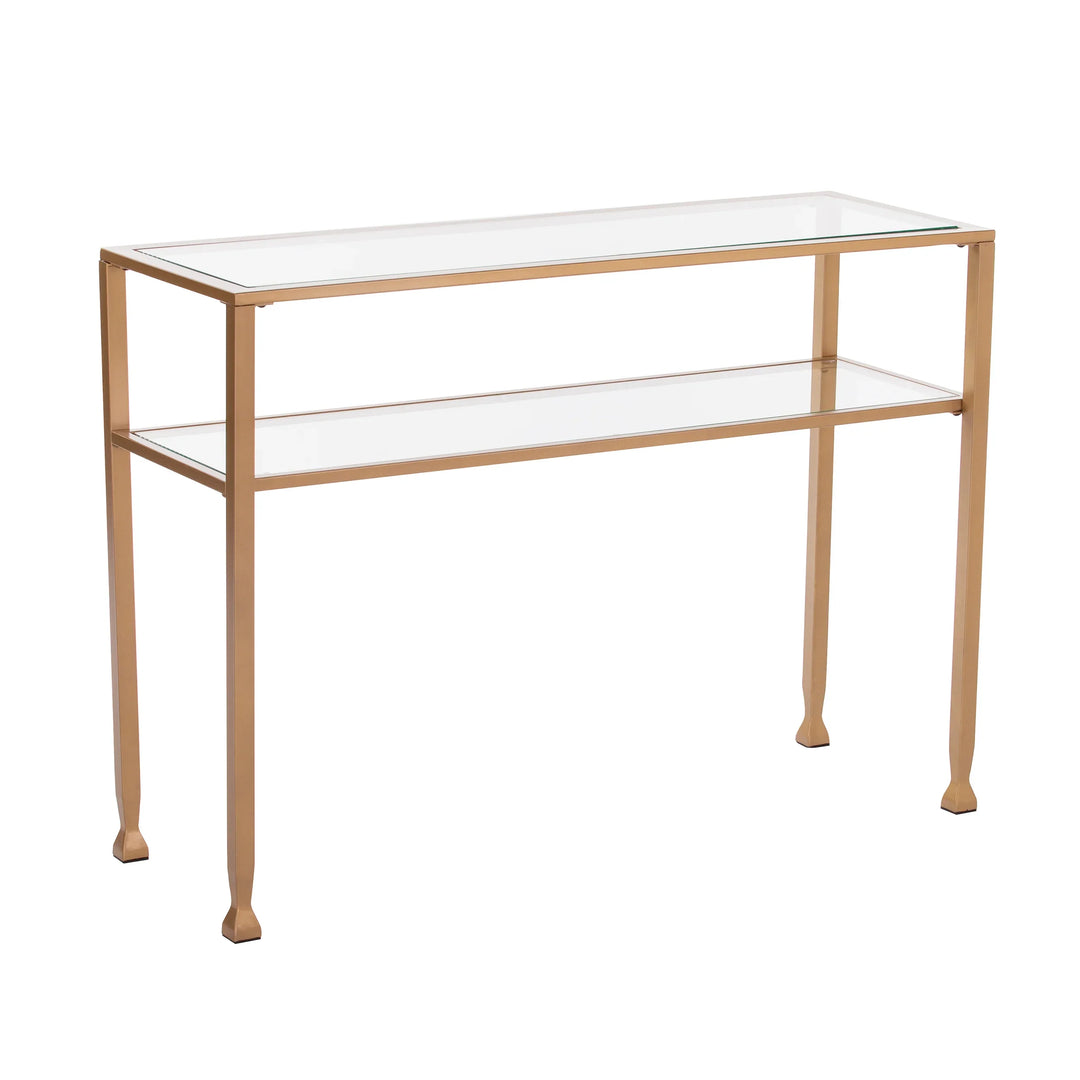 Jaymes Gold Metal and Glass Console Table - AmericanHomeFurniture