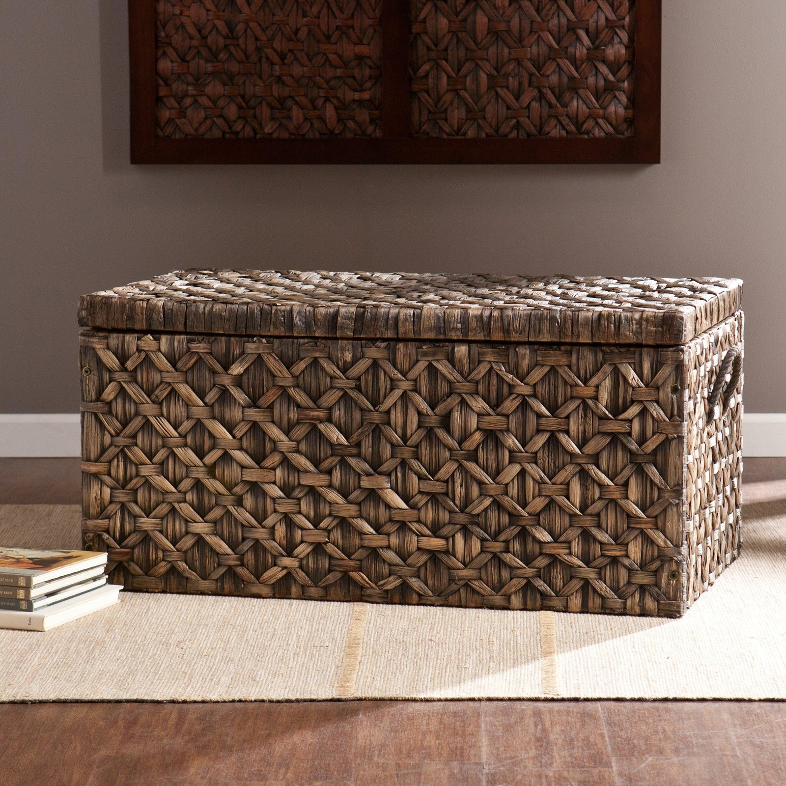 SEI Furniture Hawridge Water Hyacinth Storage Trunk - Blackwashed STORAGE