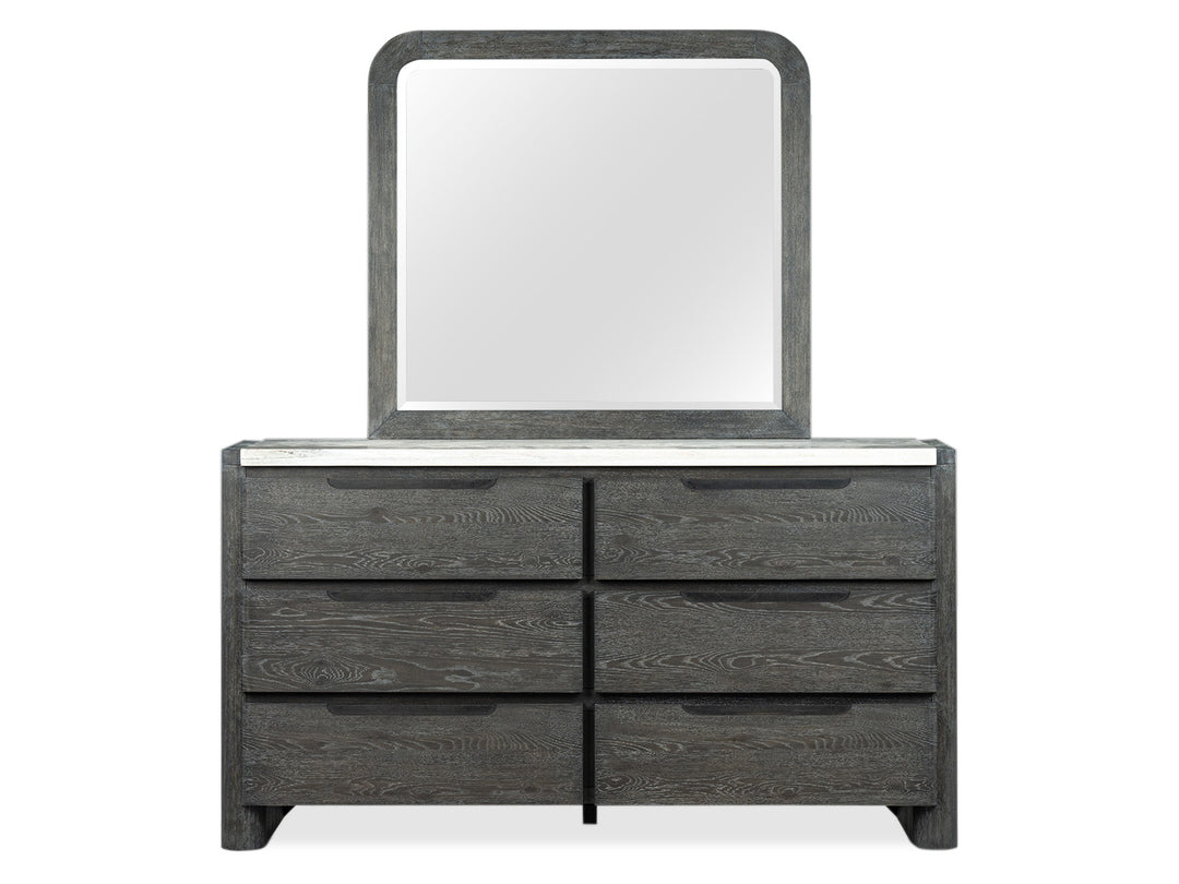 Keaton Black Double Drawer Dresser With Portrait Mirror - B6614-2242