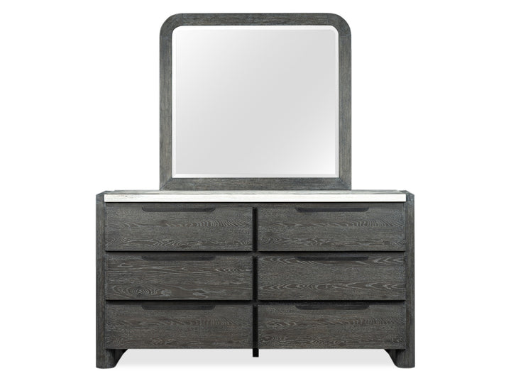 Keaton Black Double Drawer Dresser With Portrait Mirror - B6614-2242