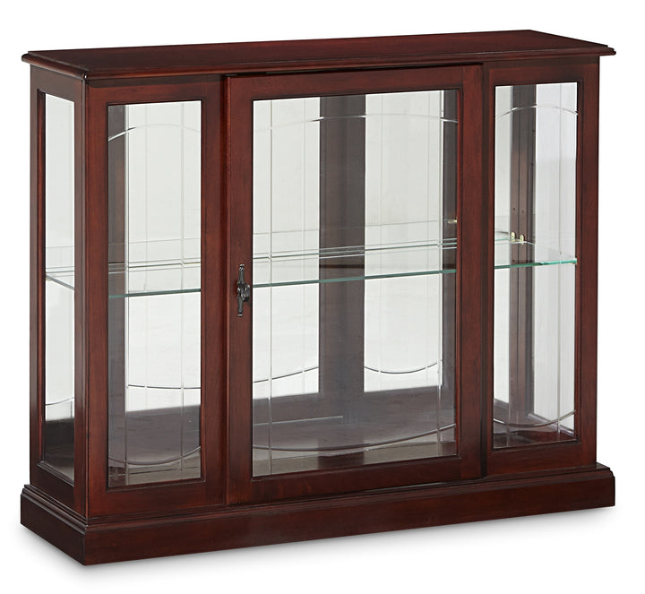 Curios Cherry Brown Lighted 1 Shelf Console Display Cabinet - 6705