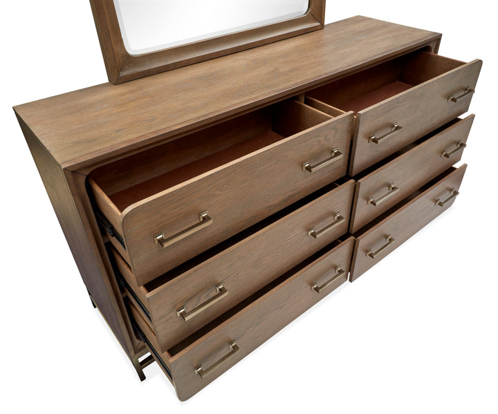 Lindon Belgian Wheat And Coffee Bean Double Drawer Dresser With Landscape Mirror - B5570-2240