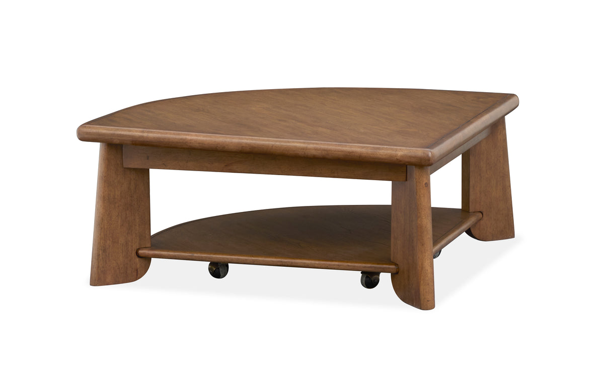Tanner Tawny Brown Pie Shaped Lift Top Cocktail Table With Casters - T6354-65
