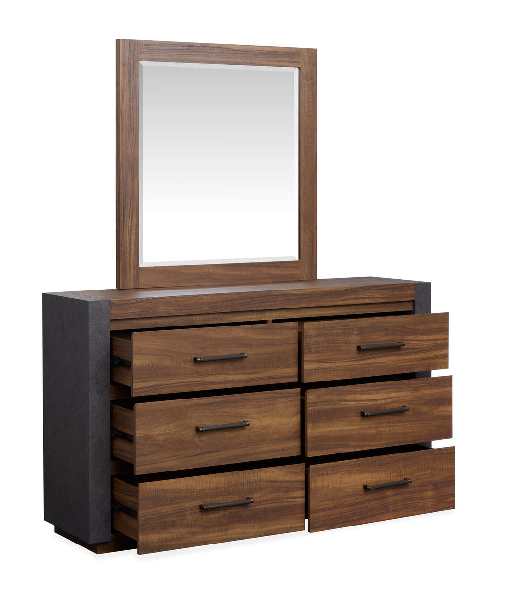 Jensen Tavern Brown Double Drawer Dresser With Paper Mirror - B6306-2248