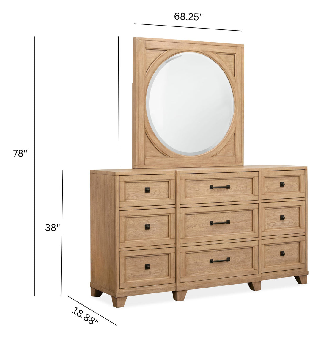 Coventry Honey Wheat Drawer Dresser With Square Mirror - B6480-2041