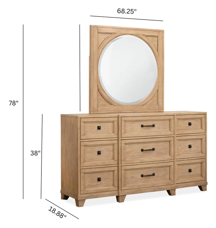 Coventry Honey Wheat Drawer Dresser With Square Mirror - B6480-2041