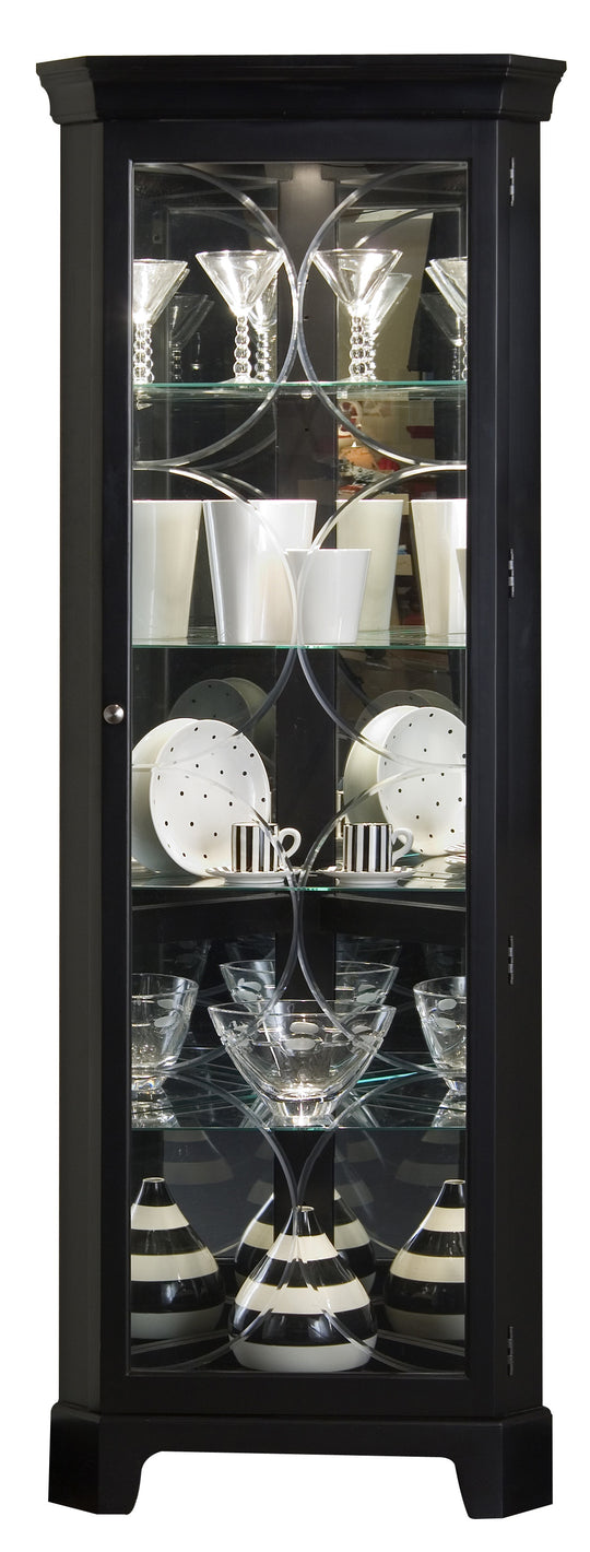 Curios Oxford Black Lighted 4 Shelf Corner Curio Cabinet - 21220