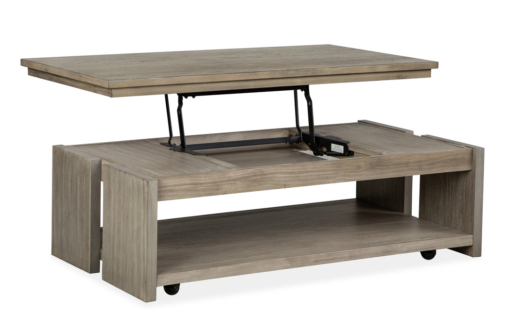 Conrad Stone Harbor Grey Rectangular Lift Top Storage Cocktail Table With Casters - T5865-50