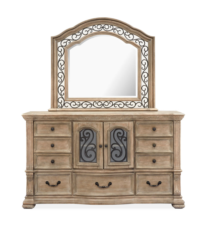 Marisol Fawn Drawer Dresser With Shaped Mirror - B5132-2045