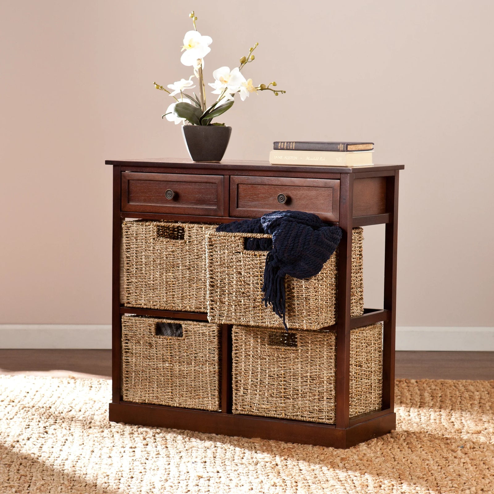 SEI Furniture Kenton 4-Basket Storage Organizer BOOKCASES + SHELVES