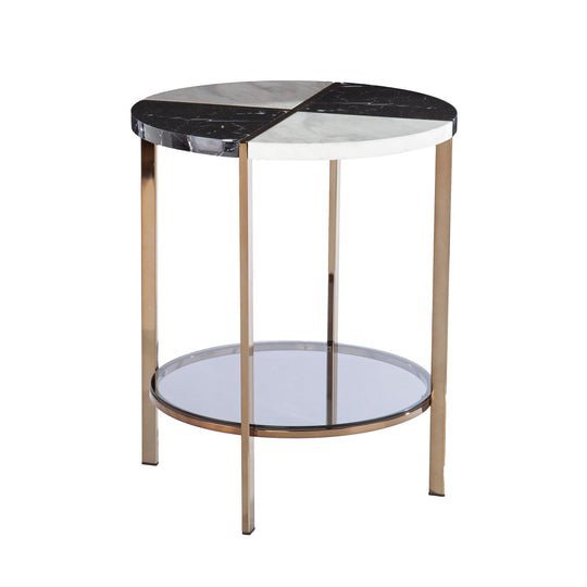 SEI Furniture Cortinada Round Faux Marble End Table ACCENT TABLES
