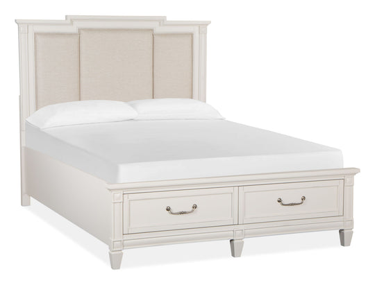Willowbrook Egg Shell White Queen Panel Upholstered Storage Bed - B5324-55A