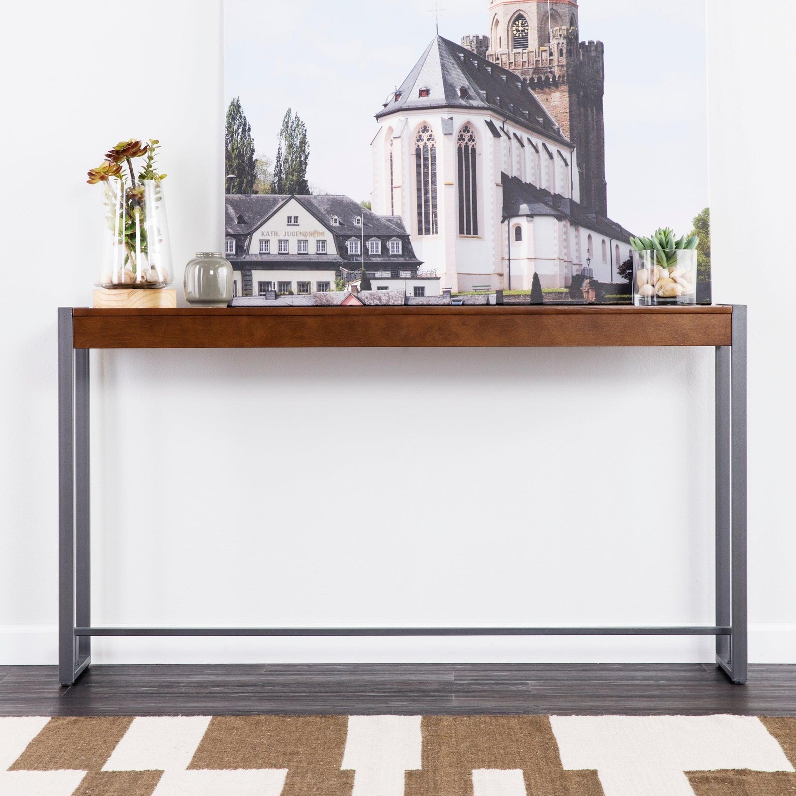 SEI Furniture Holly & Martin Macen Console - Dark Tobacco w/ Gunmetal CONSOLE TABLES