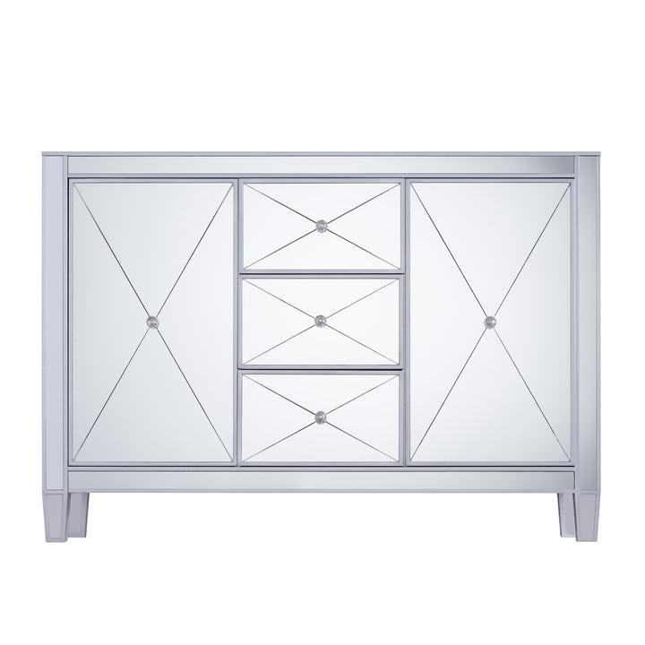 American Home Furniture | SEI Furniture - Mirage 3-Drawer Mirrored Cabinet