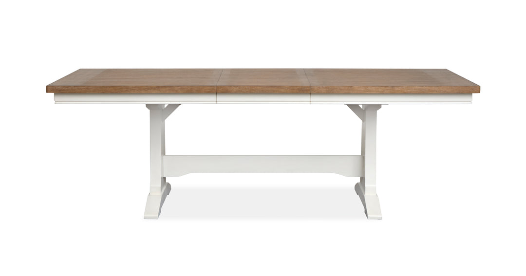 Kingston Whisper White And Cerused Nutmeg Extendable Trestle Dining Table - D6407-21
