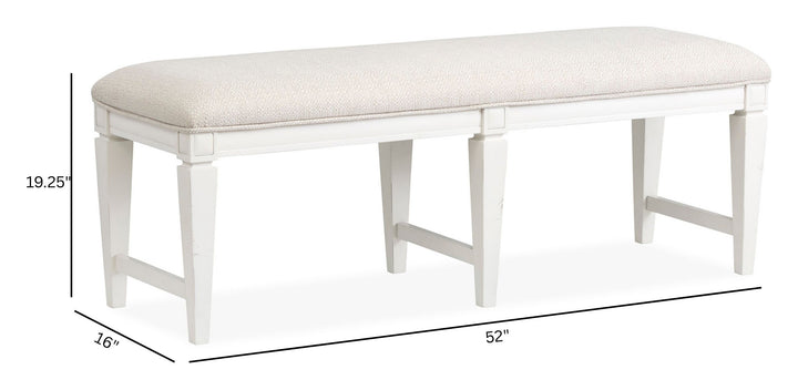 Willowbrook Egg Shell White Upholstered Bench - D5324-68