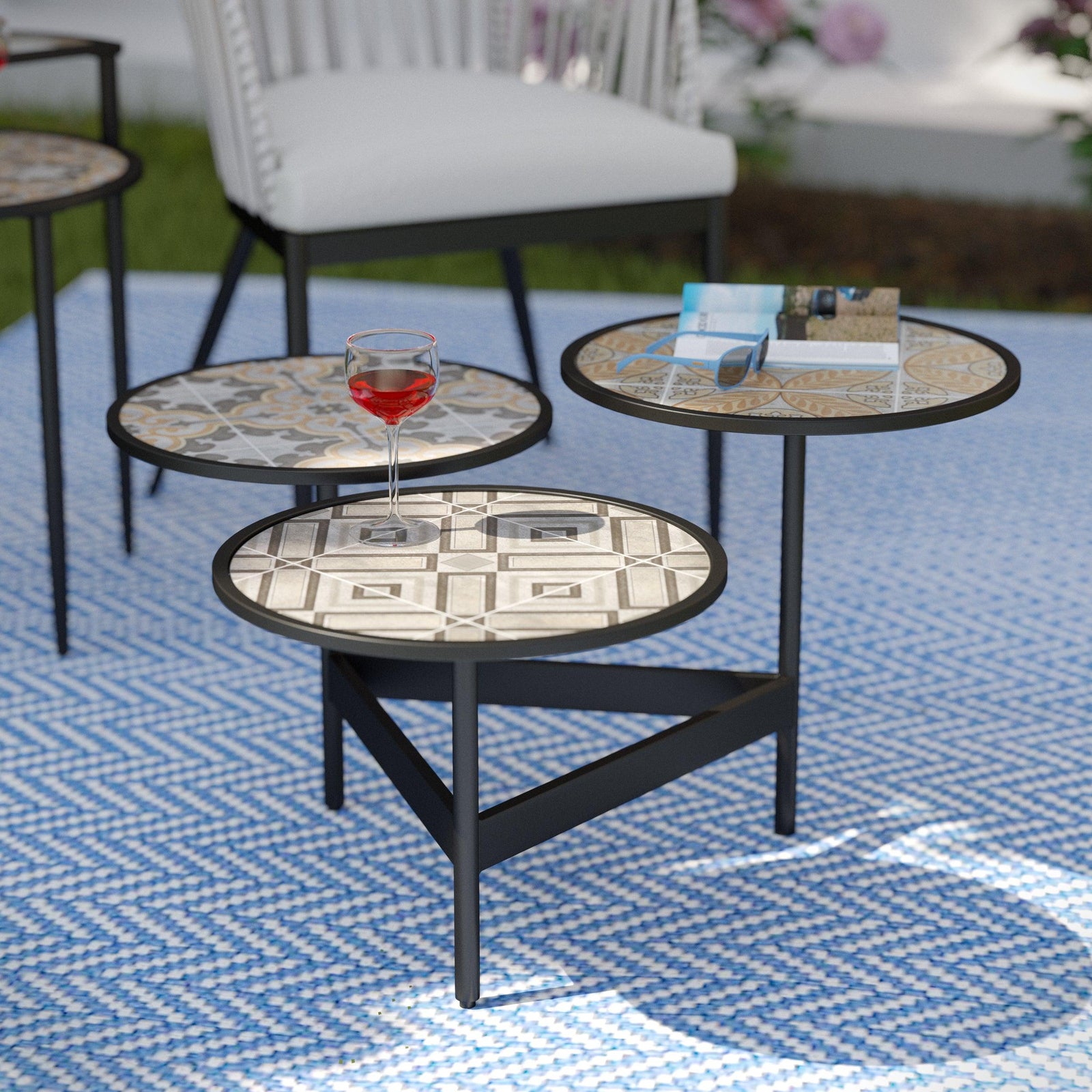 SEI Furniture Lorengo Outdoor 3-Tier Cocktail Table OUTDOOR COFFEE TABLES
