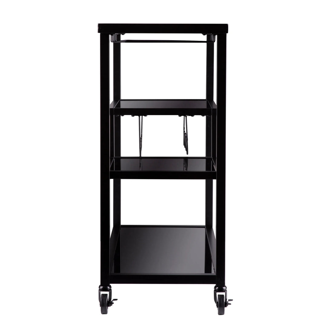 Holly & Martin Zephs Bar Cart – Black w/ Smoked Mirror - AmericanHomeFurniture