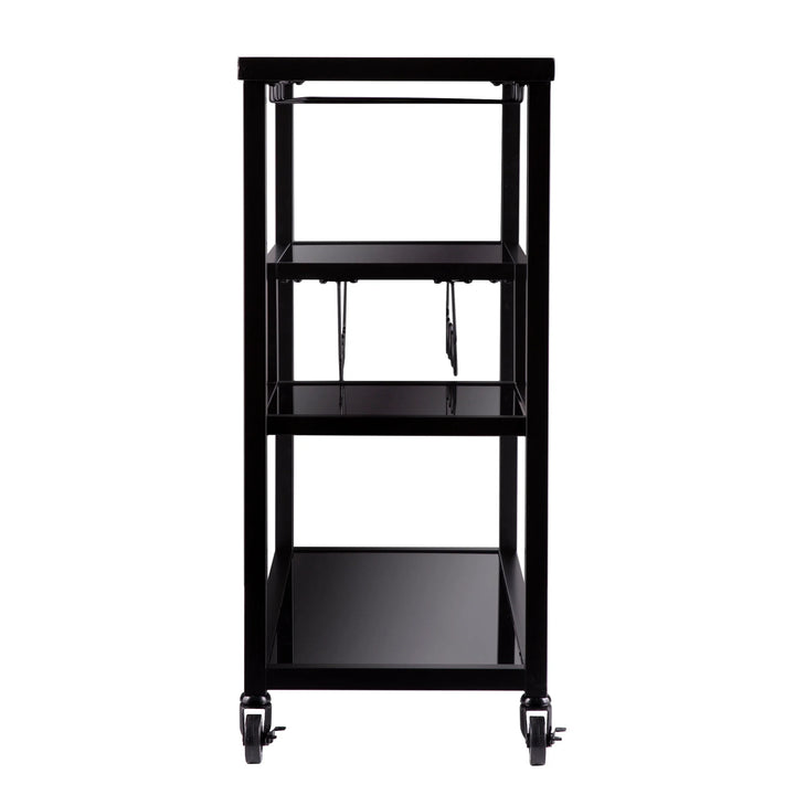 Holly & Martin Zephs Bar Cart – Black w/ Smoked Mirror - AmericanHomeFurniture