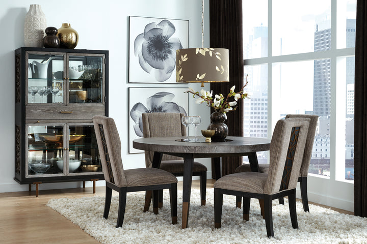 Ryker Nocturn Black And Coventry Grey Round Dining Table - D5013-24
