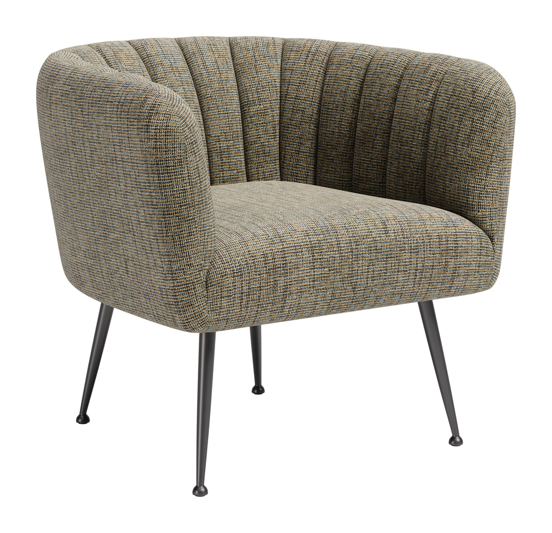 Deco Accent Chair Green Tweed