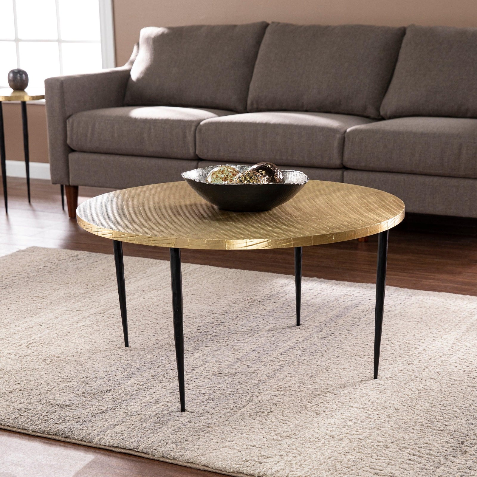 SEI Furniture Judmont Round Cocktail Table w/ Embossed Top COFFEE TABLES