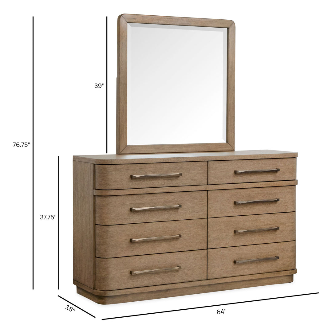 Thorne Amber Brown Double Drawer Dresser With Portrait Mirror - B6593-2242