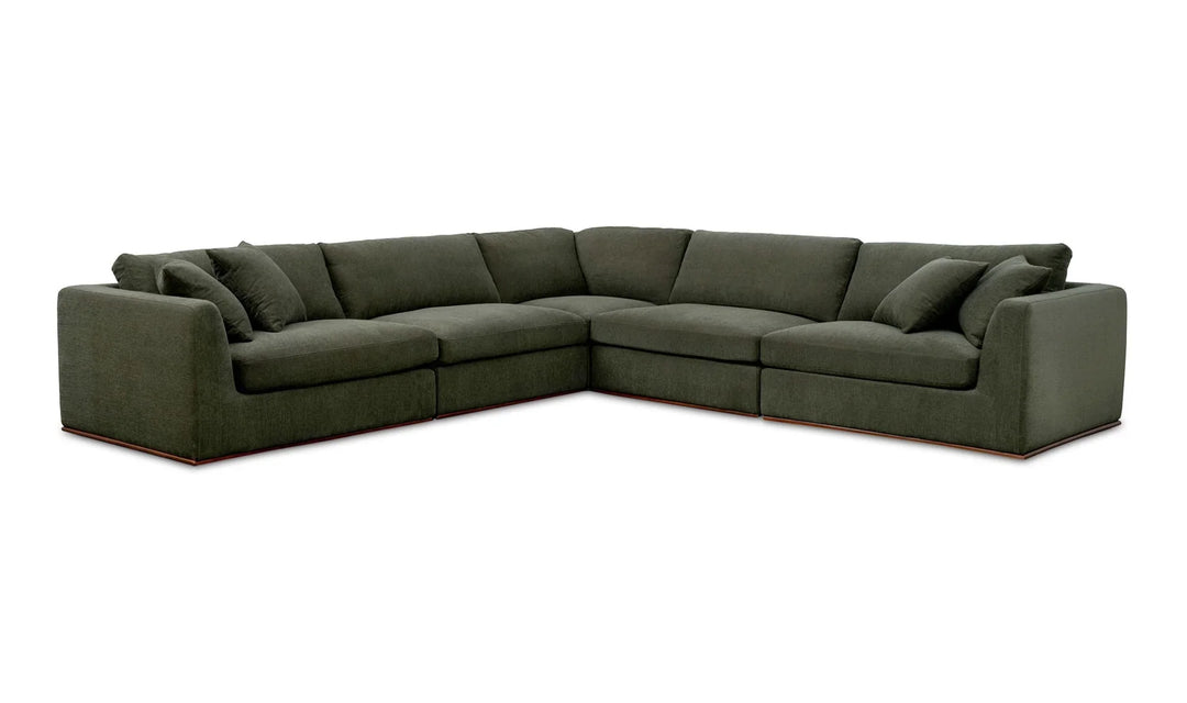 Rue Classic L Modular Sectional Dark Green - AmericanHomeFurniture