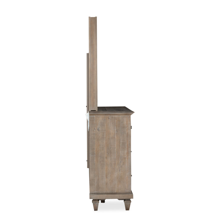 Lancaster Dovetail Grey Drawer Dresser With Landscape Mirror - B4352-2040