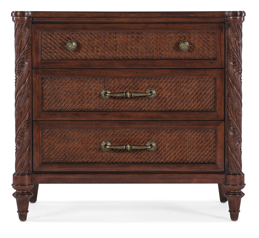 Charleston Three-Drawer Nightstand with Cane Drawer Fronts