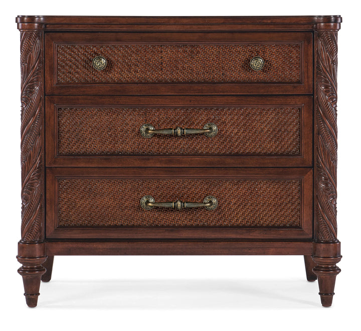Charleston Three-Drawer Nightstand with Cane Drawer Fronts