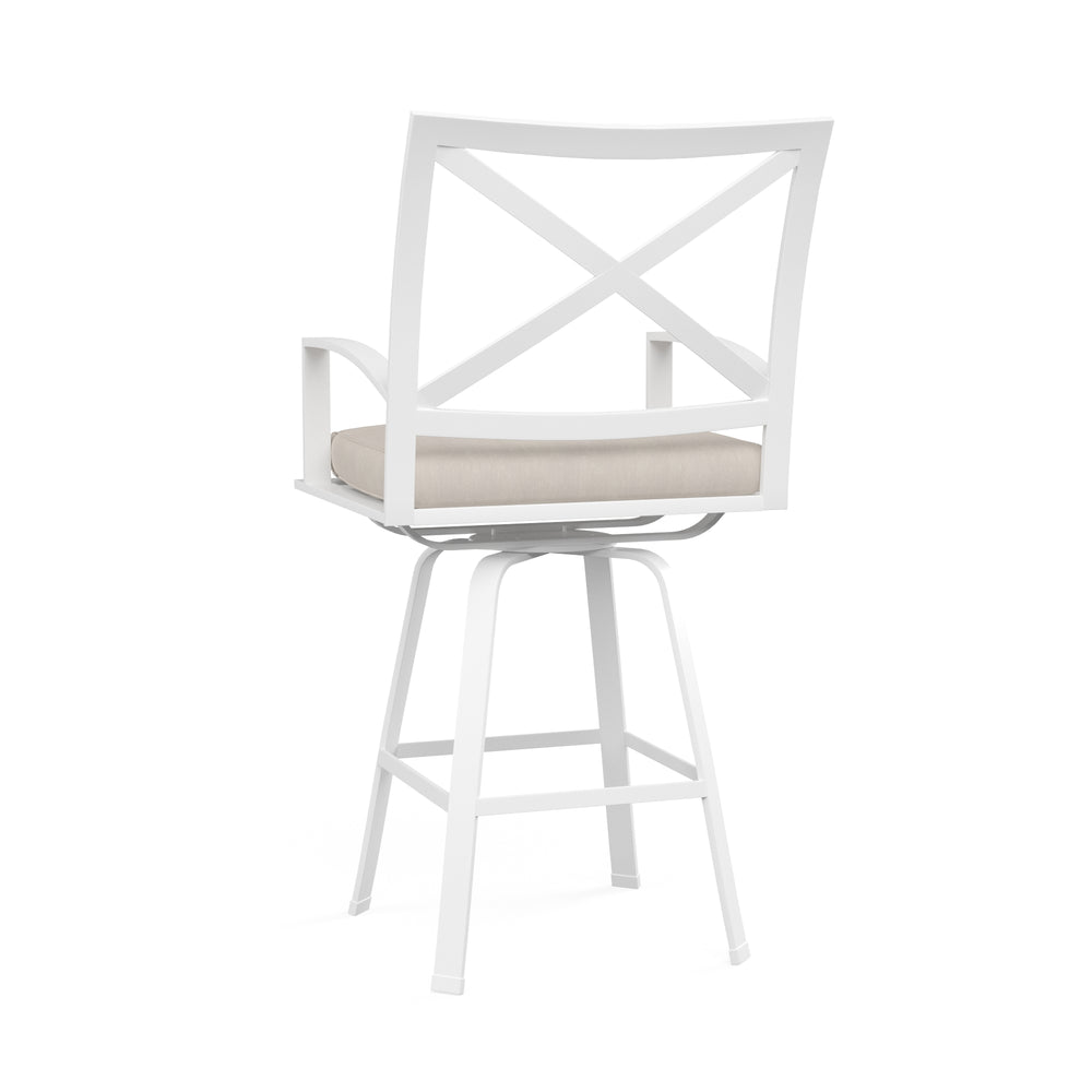 American Home Furniture | Sunset West - Bristol Swivel Barstool in Canvas Flax w/ Self Welt